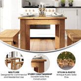 HERCULES 46" x 30" Rectangular Antique Rustic Light Natural Solid Pine Farm Dining Table