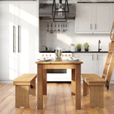 HERCULES 46" x 30" Rectangular Antique Rustic Light Natural Solid Pine Farm Dining Table
