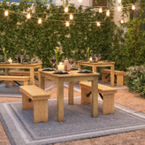 HERCULES 46" x 30" Rectangular Antique Rustic Light Natural Solid Pine Farm Dining Table