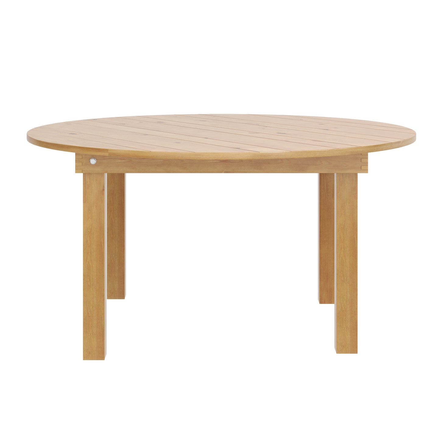 HERCULES 60" Round Light Natural Commercial Farmhouse Folding Table, Antique Rustic Solid Pine Dining Room Table with Foldable Locking Legs