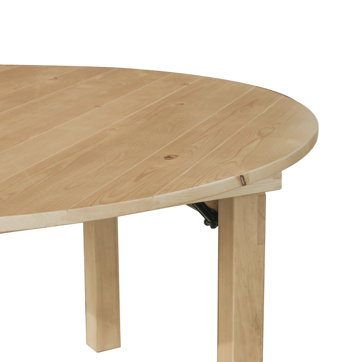 HERCULES 60" Round Light Natural Commercial Farmhouse Folding Table, Antique Rustic Solid Pine Dining Room Table with Foldable Locking Legs