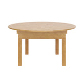 HERCULES 60" Round Light Natural Commercial Farmhouse Folding Table, Antique Rustic Solid Pine Dining Room Table with Foldable Locking Legs