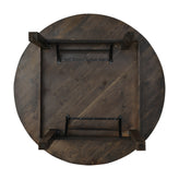 HERCULES 60" Round Mahogany Commercial Farmhouse Folding Table, Antique Rustic Solid Pine Dining Room Table with Foldable Locking Legs