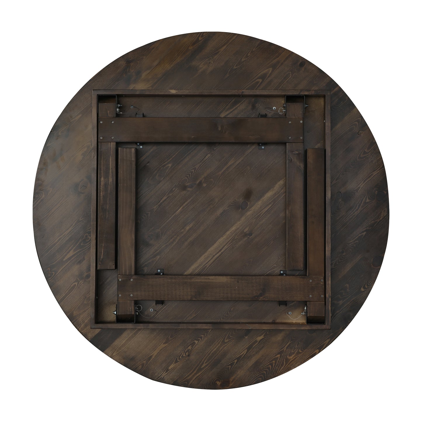 HERCULES 60" Round Mahogany Commercial Farmhouse Folding Table, Antique Rustic Solid Pine Dining Room Table with Foldable Locking Legs