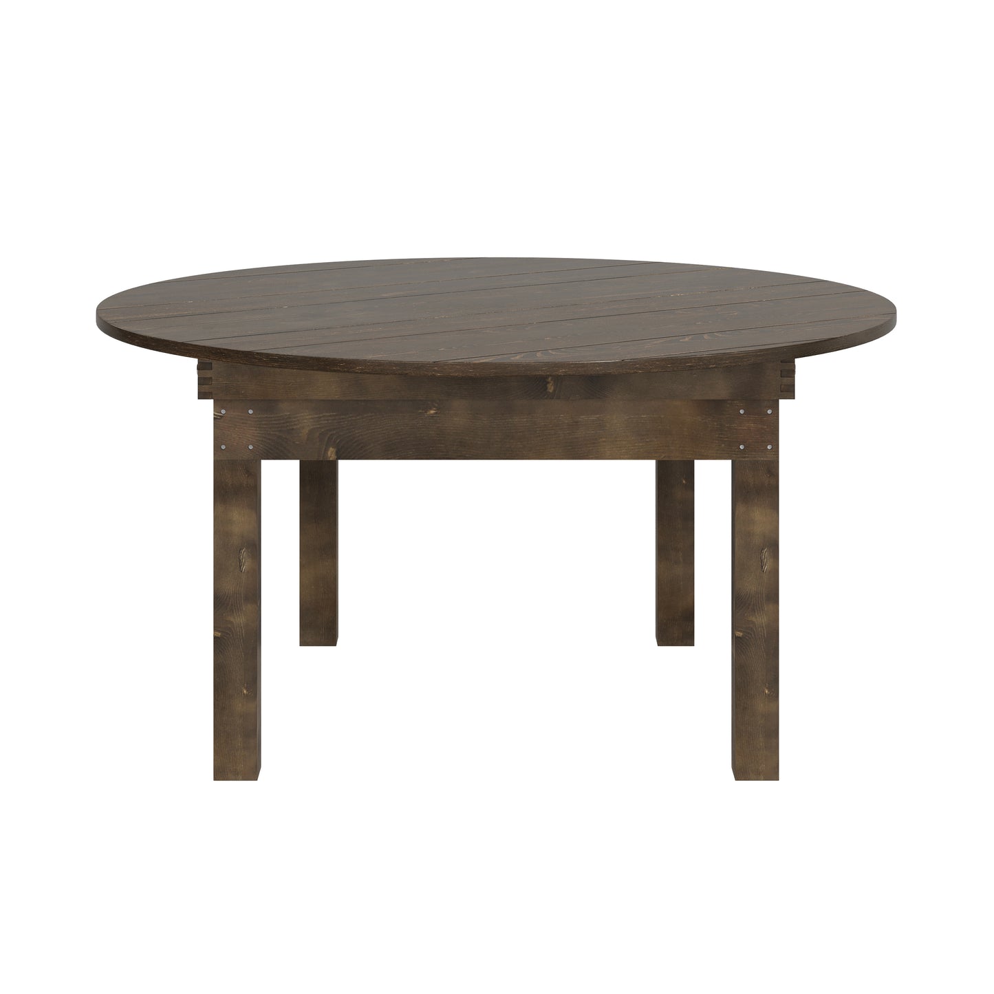 HERCULES 60" Round Mahogany Commercial Farmhouse Folding Table, Antique Rustic Solid Pine Dining Room Table with Foldable Locking Legs