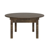 HERCULES 60" Round Mahogany Commercial Farmhouse Folding Table, Antique Rustic Solid Pine Dining Room Table with Foldable Locking Legs