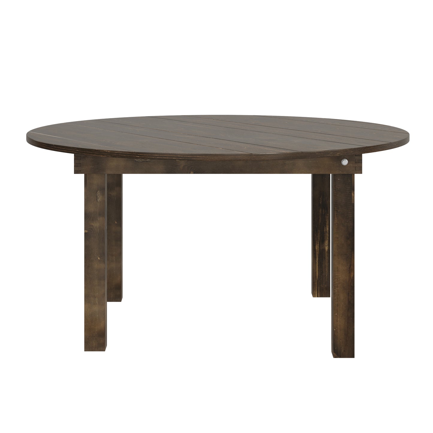 HERCULES 60" Round Mahogany Commercial Farmhouse Folding Table, Antique Rustic Solid Pine Dining Room Table with Foldable Locking Legs