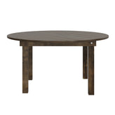 HERCULES 60" Round Mahogany Commercial Farmhouse Folding Table, Antique Rustic Solid Pine Dining Room Table with Foldable Locking Legs