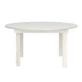 HERCULES 60" Round White Commercial Farmhouse Folding Table, Antique Rustic Solid Pine Dining Room Table with Foldable Locking Legs