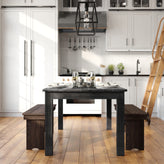 HERCULES 60" x 38" Rectangular Black Wash Solid Pine Farm Dining Table