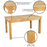 HERCULES 60" x 38" Rectangular Light Natural Solid Pine Farm Dining Table