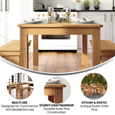 HERCULES 60" x 38" Rectangular Light Natural Solid Pine Farm Dining Table