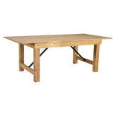 Antique Rustic Light Natural Solid Pine Folding Farm Table
