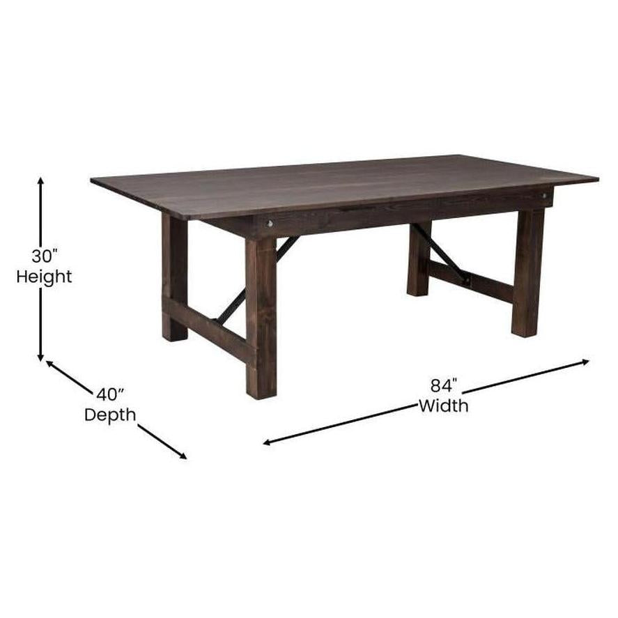 HERCULES Rectangular Antique Rustic Mahogany Solid Pine Folding Farm Table