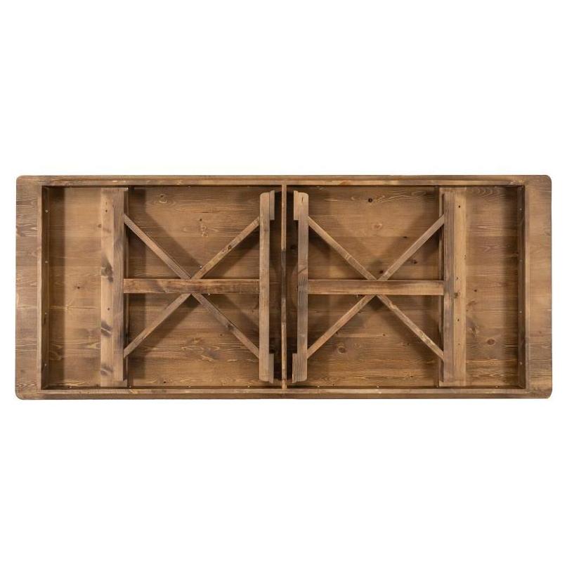HERCULES Rectangular Antique Rustic Solid Pine Folding Farm Tables with X Legs