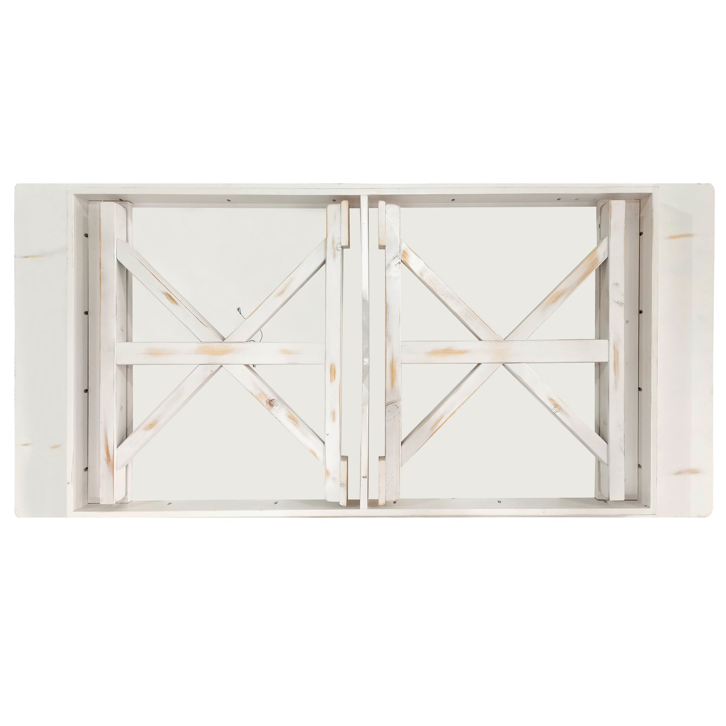 HERCULES 7' x 40" Rectangular Antique Rustic White Solid Pine Folding Farm Table with X Legs