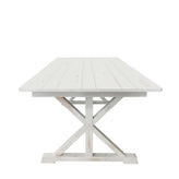 HERCULES 7' x 40" Rectangular Antique Rustic White Solid Pine Folding Farm Table with X Legs