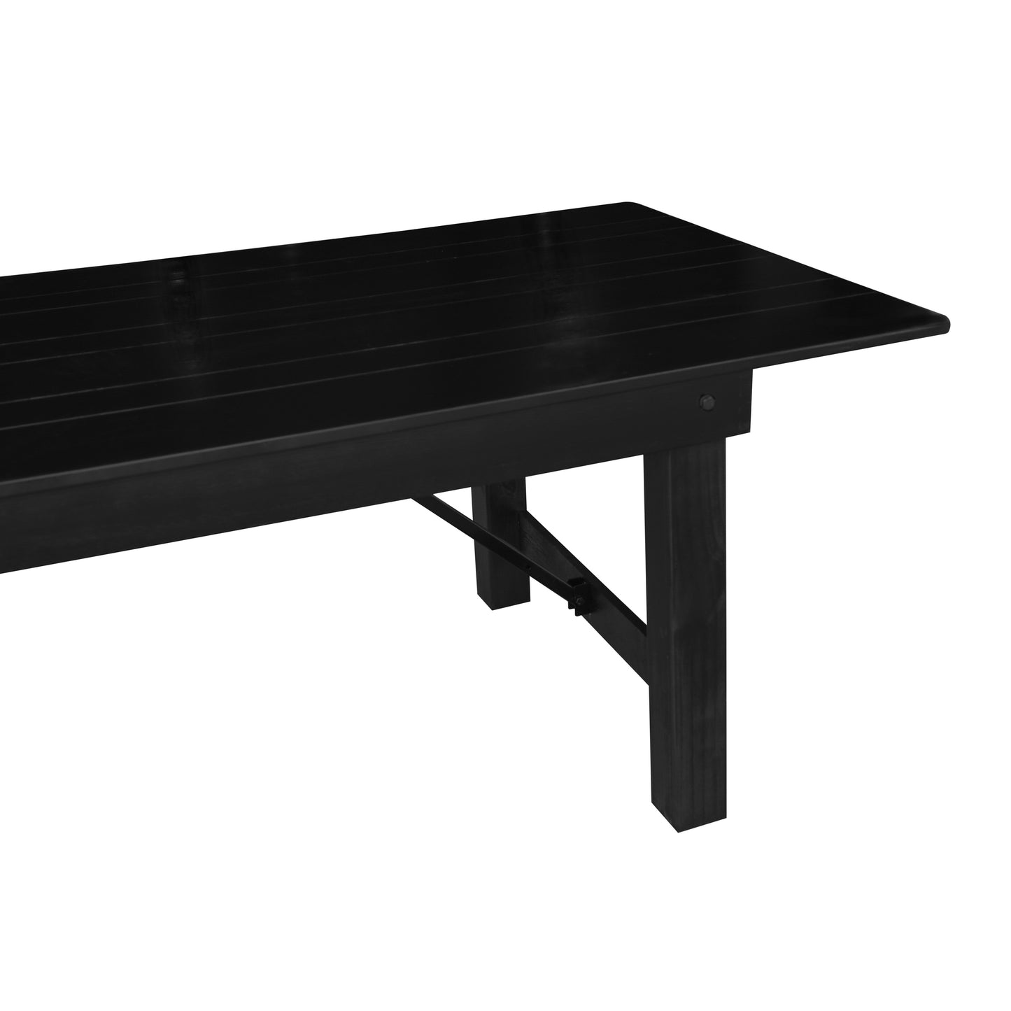 HERCULES 8' x 40" Rectangular Black Wash Commercial Farmhouse Folding Table, Antique Rustic Solid Pine Dining Room Table with Foldable Locking Legs