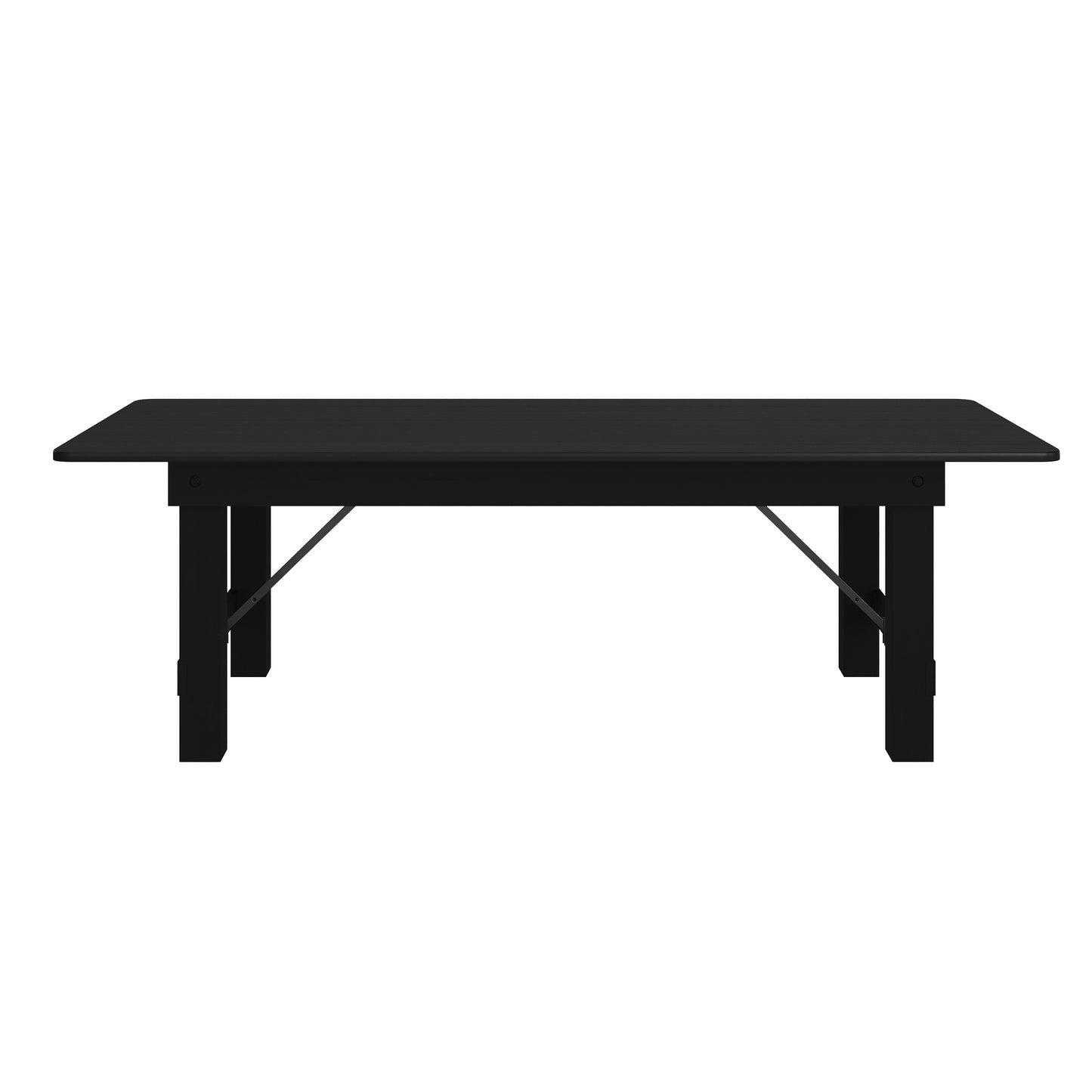 HERCULES 8' x 40" Rectangular Black Wash Commercial Farmhouse Folding Table, Antique Rustic Solid Pine Dining Room Table with Foldable Locking Legs