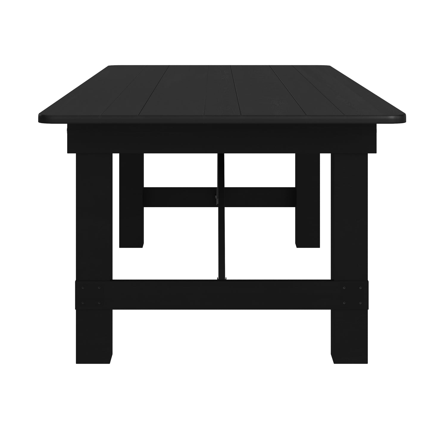 HERCULES 8' x 40" Rectangular Black Wash Commercial Farmhouse Folding Table, Antique Rustic Solid Pine Dining Room Table with Foldable Locking Legs