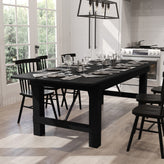 HERCULES 8' x 40" Rectangular Black Wash Commercial Farmhouse Folding Table, Antique Rustic Solid Pine Dining Room Table with Foldable Locking Legs