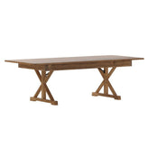 HERCULES 8' x 40" Rectangular Antique Rustic Solid Pine Folding Farm Table with X Legs