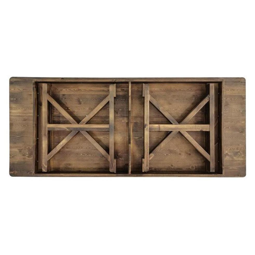 HERCULES 8' x 40in Rectangular Antique Rustic Solid Pine Folding Farm T ...
