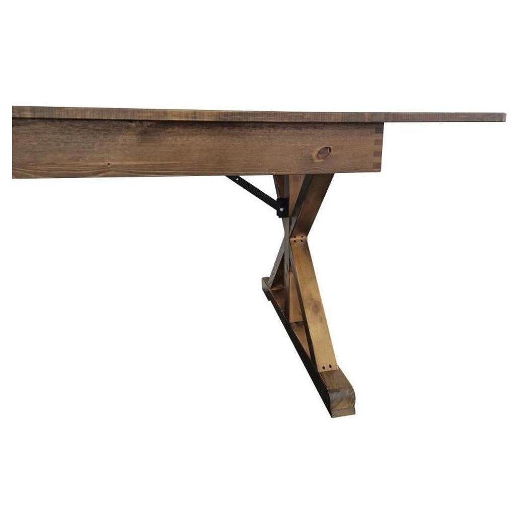 HERCULES 8' x 40in Rectangular Antique Rustic Solid Pine Folding Farm T ...