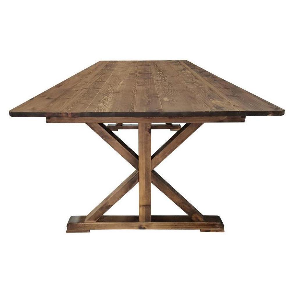 HERCULES 8' x 40in Rectangular Antique Rustic Solid Pine Folding Farm T ...