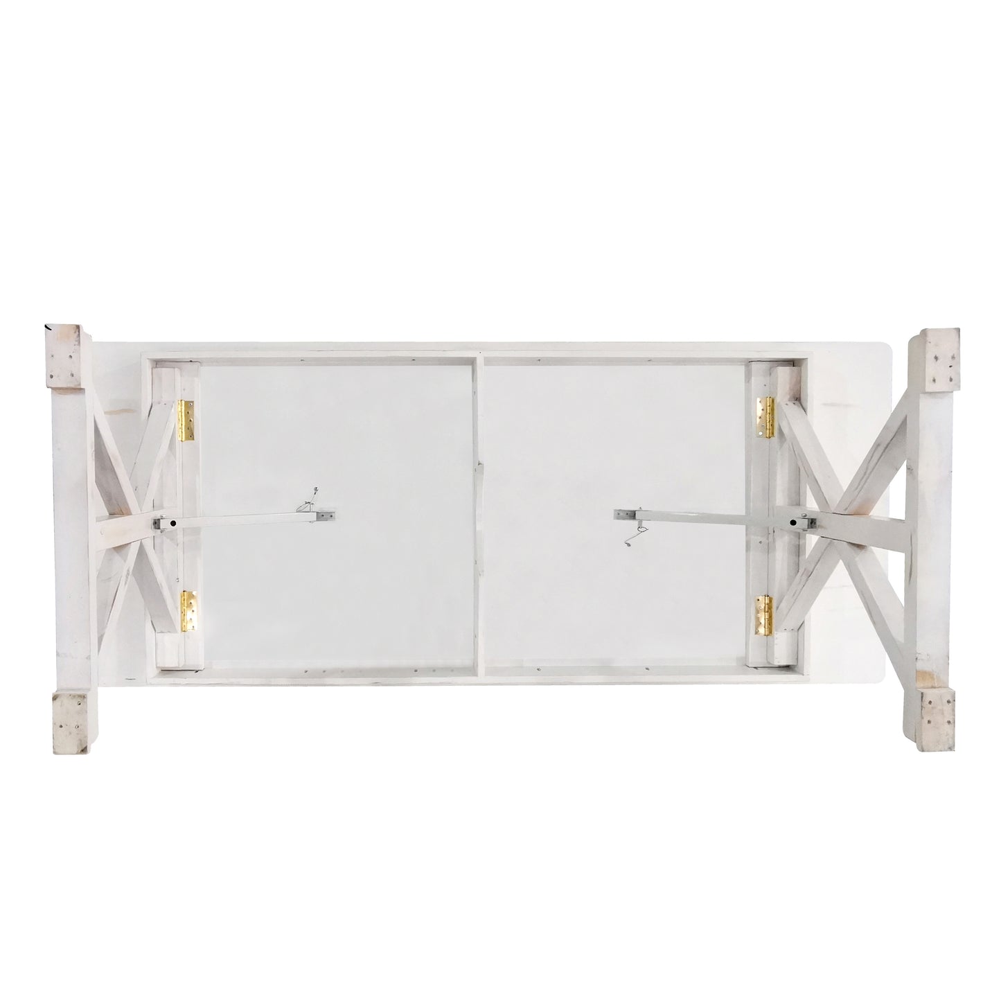 HERCULES 8' x 40" Rectangular Antique Rustic White Solid Pine Folding Farm Table with X Legs