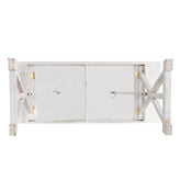 HERCULES 8' x 40" Rectangular Antique Rustic White Solid Pine Folding Farm Table with X Legs