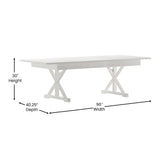 HERCULES 8' x 40" Rectangular Antique Rustic White Solid Pine Folding Farm Table with X Legs
