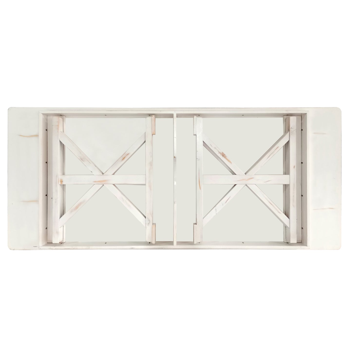 HERCULES 8' x 40" Rectangular Antique Rustic White Solid Pine Folding Farm Table with X Legs