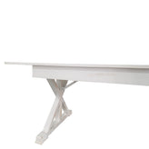 HERCULES 8' x 40" Rectangular Antique Rustic White Solid Pine Folding Farm Table with X Legs