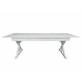 HERCULES 8' x 40" Rectangular Antique Rustic White Solid Pine Folding Farm Table with X Legs