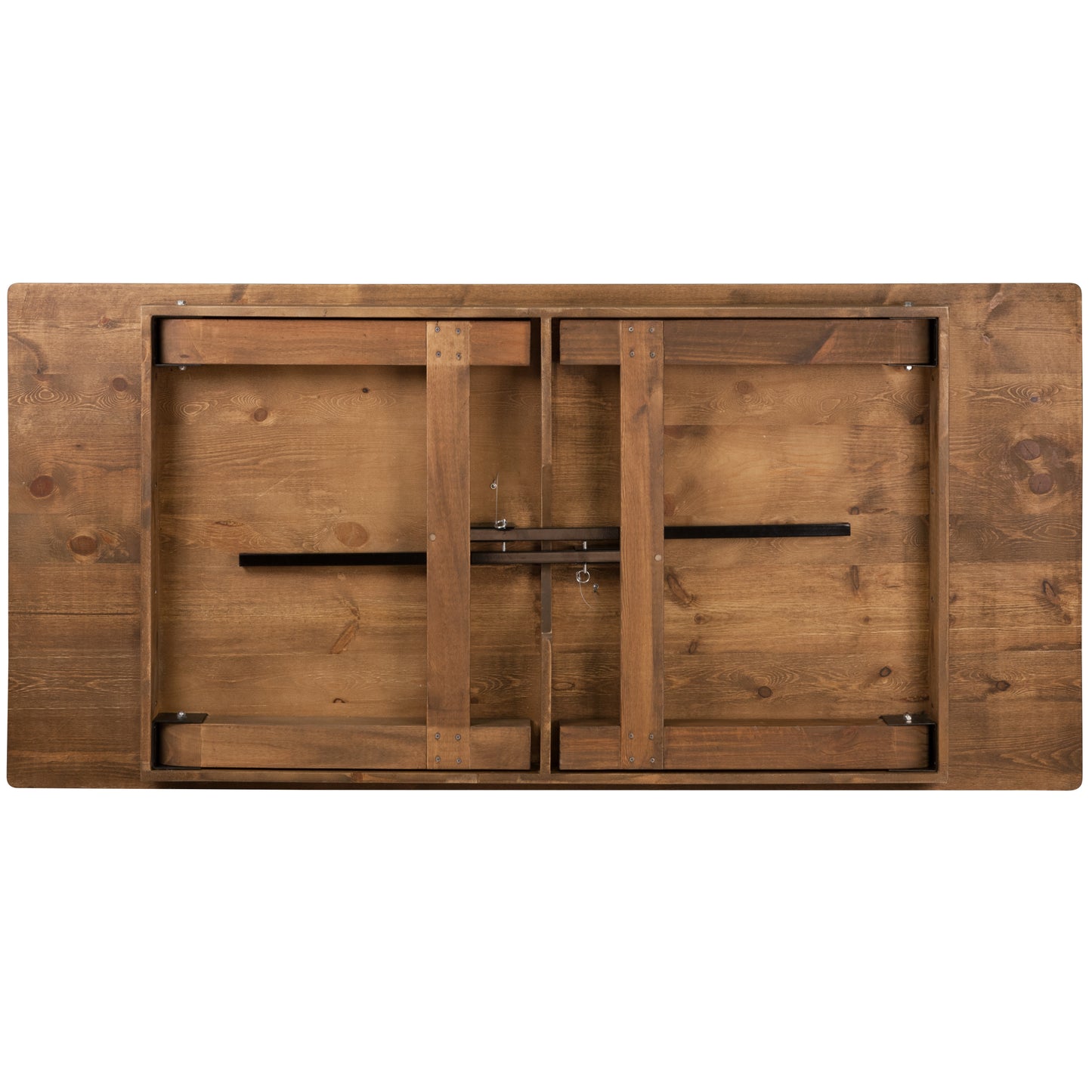 HERCULES Series 7' x 40'' Antique Rustic Folding Farm Table Set with 8 Cross Back Chairs and Cushions