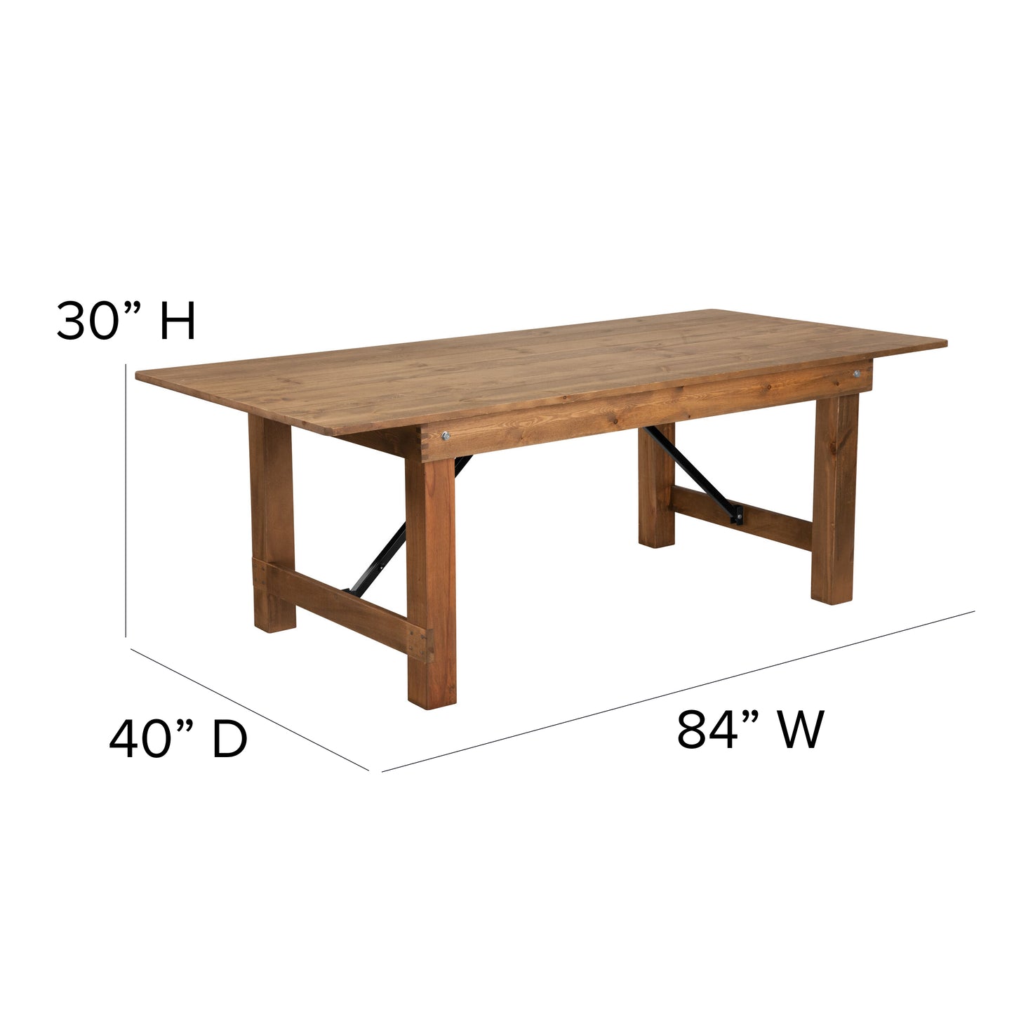HERCULES Series 7' x 40'' Antique Rustic Folding Farm Table Set with 8 Cross Back Chairs and Cushions