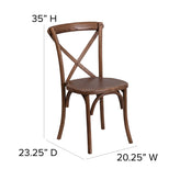 HERCULES Series 9' x 40'' Antique Rustic Folding Farm Table Set with 10 Cross Back Chairs and Cushions