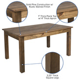 HERCULES 60" x 38" Antique Rustic Farm Table Set with 6 Cross Back Chairs and Cushions
