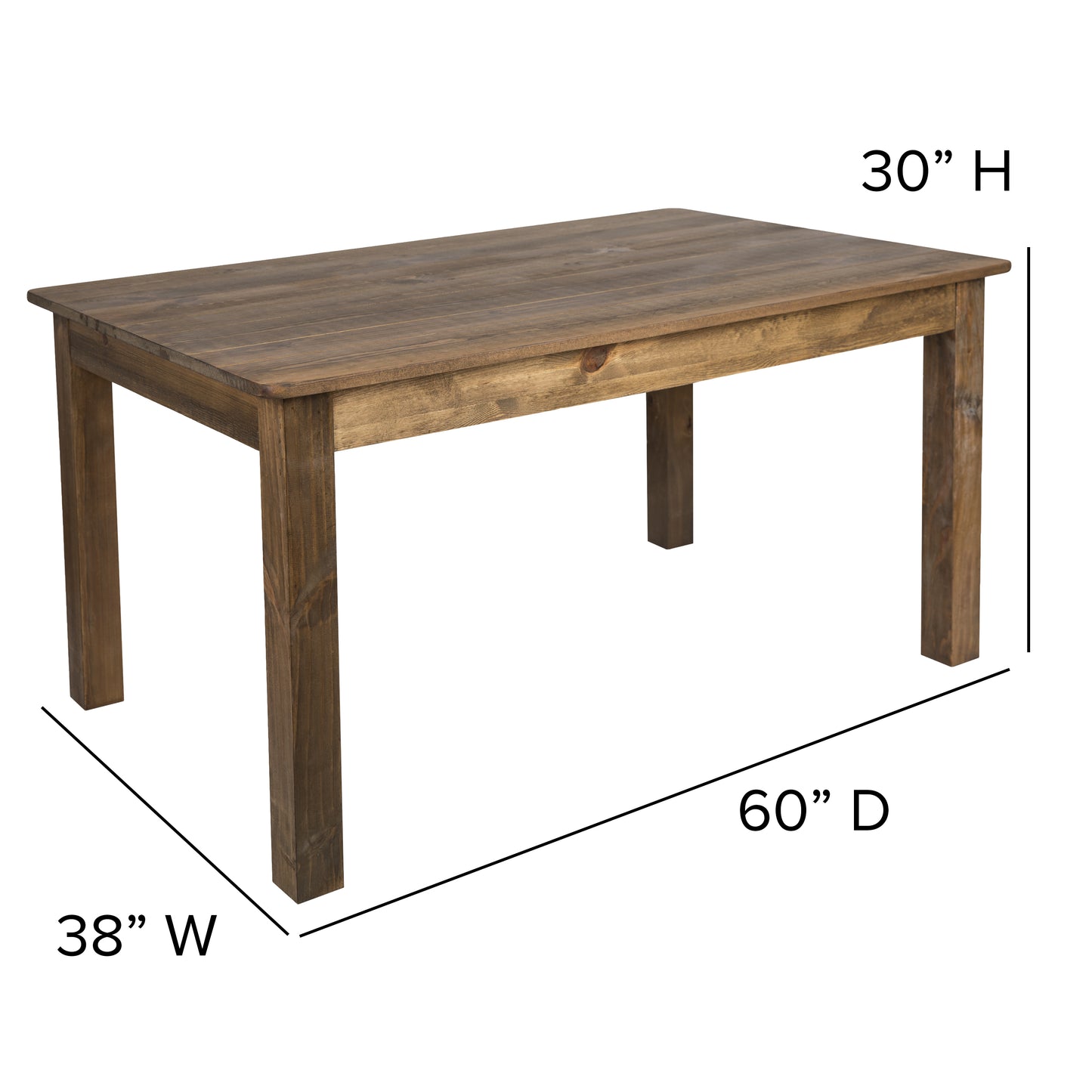 HERCULES 60" x 38" Antique Rustic Farm Table Set with 6 Cross Back Chairs and Cushions