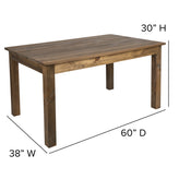 HERCULES 60" x 38" Antique Rustic Farm Table Set with 6 Cross Back Chairs and Cushions