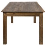 HERCULES 60" x 38" Antique Rustic Farm Table Set with 6 Cross Back Chairs and Cushions