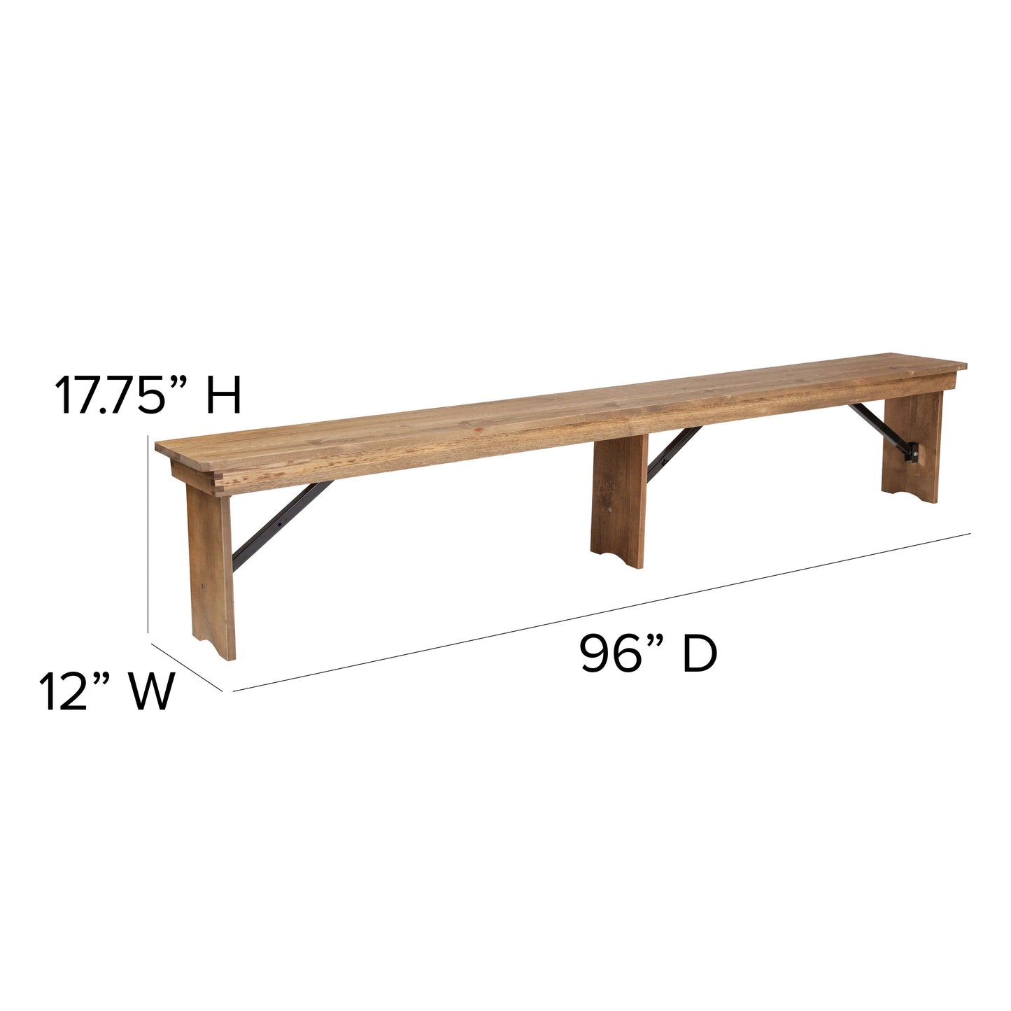 HERCULES Series 9' x 40'' Antique Rustic Folding Farm Table and Four Bench Set