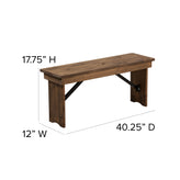 HERCULES Series 9' x 40'' Antique Rustic Folding Farm Table and Four Bench Set