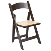 HERCULES Series Chocolate Wood Folding Chair with Vinyl Padded Seat