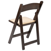 HERCULES Series Chocolate Wood Folding Chair with Vinyl Padded Seat