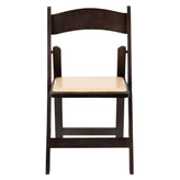 HERCULES Series Chocolate Wood Folding Chair with Vinyl Padded Seat