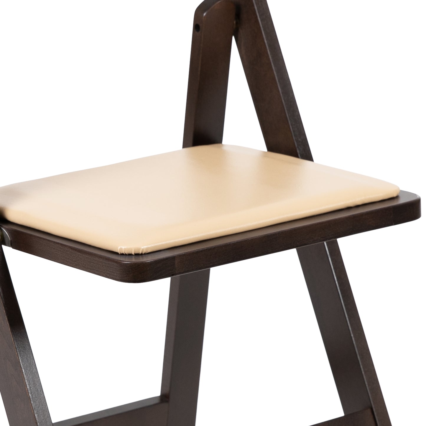HERCULES Series Chocolate Wood Folding Chair with Vinyl Padded Seat