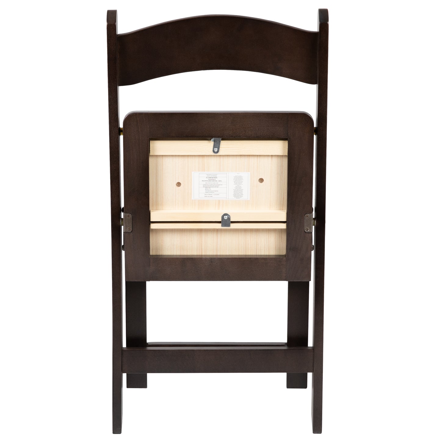 HERCULES Series Chocolate Wood Folding Chair with Vinyl Padded Seat