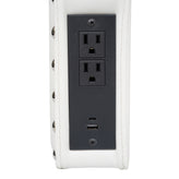 Adeline Contoured Twin Headboard with 2 Power Outlets, 1 USB and 1 USB Type-C Port with Studded LeatherSoft Upholstery and Dual Hanging Options, White